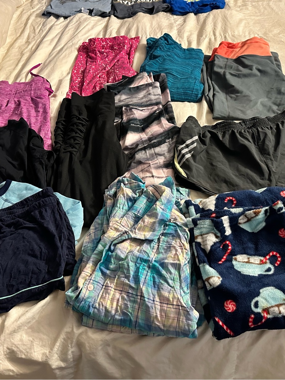 Mixed Women's Activewear & Pajama Lot - Blue, Teal, Pink, Black